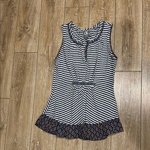 Anthropology One September Striped Sleeveless Top - Navy & White Size XS